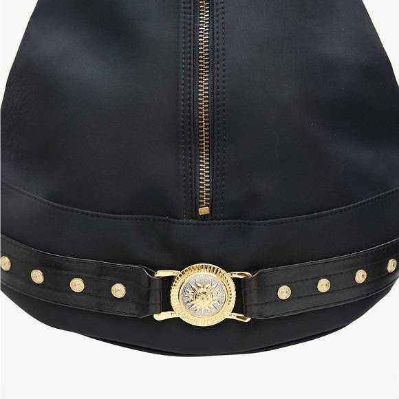 Versace Unisex Black & Gold Nylon Sun Logo Studded Backpack | EUC!! 💛🖤💛🖤 - Picture 7 of 16